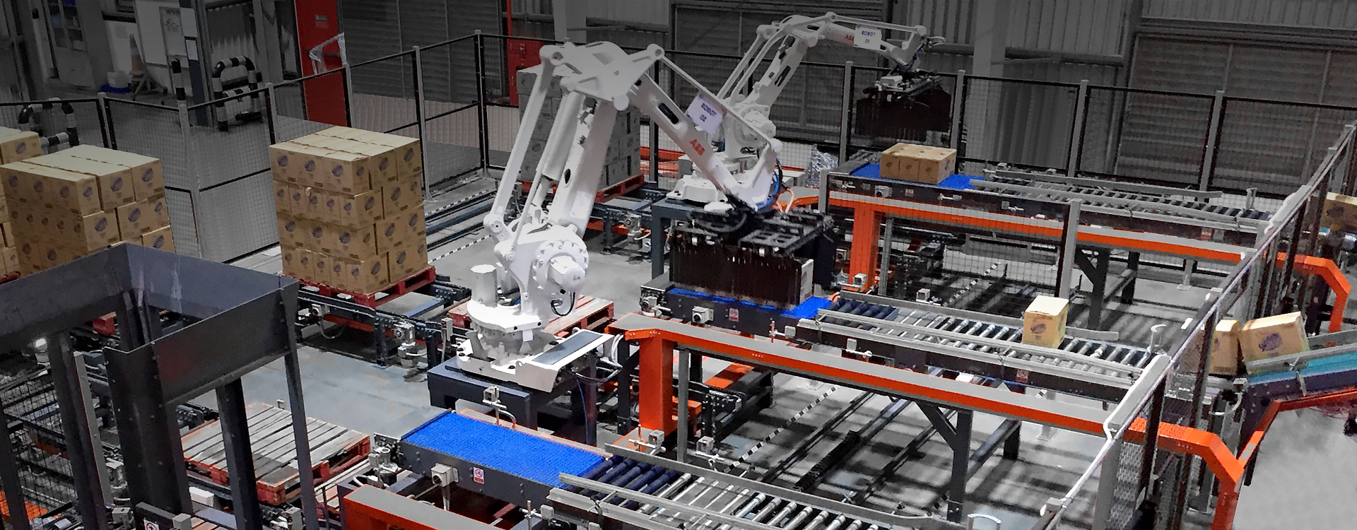 Hệ thống xếp thùng lên pallet bằng Robot