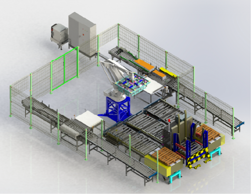 Hệ thống xếp thùng lên pallet bằng Robot